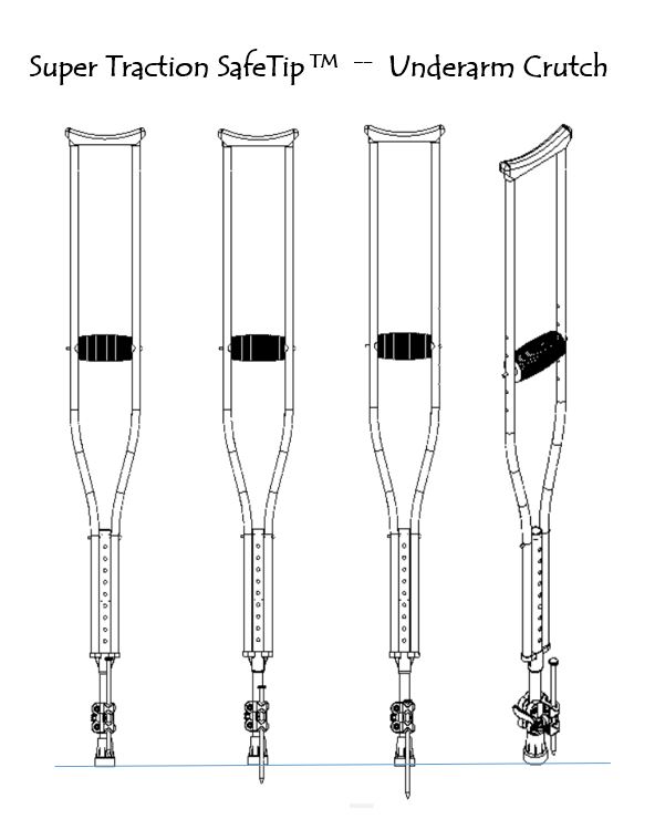 Underarm Crutch High Traction Snow Ice Tip Example