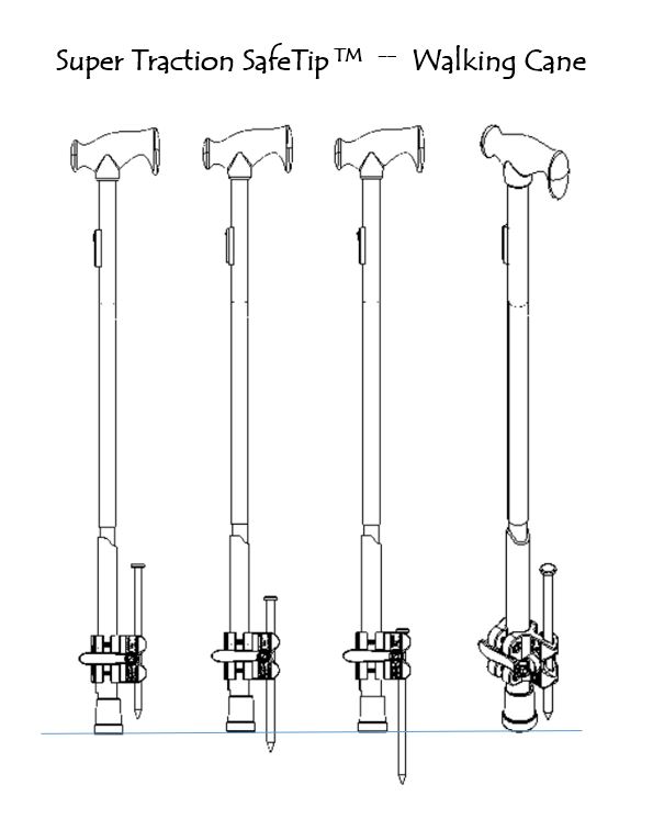 Tactical Walking Cane High Traction Tip Example